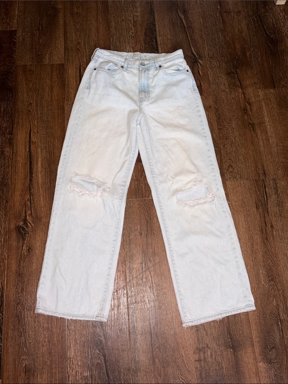 Hidden Women's wide leg Light Wash Distressed Jeans 28